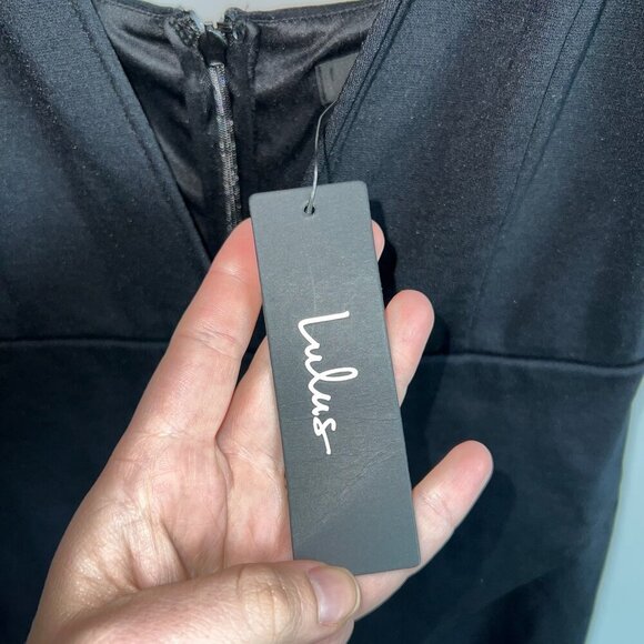 NWT Lulus Just a Girls Night Black Plunge Midi Mini Dress Size Medium - Picture 8 of 11